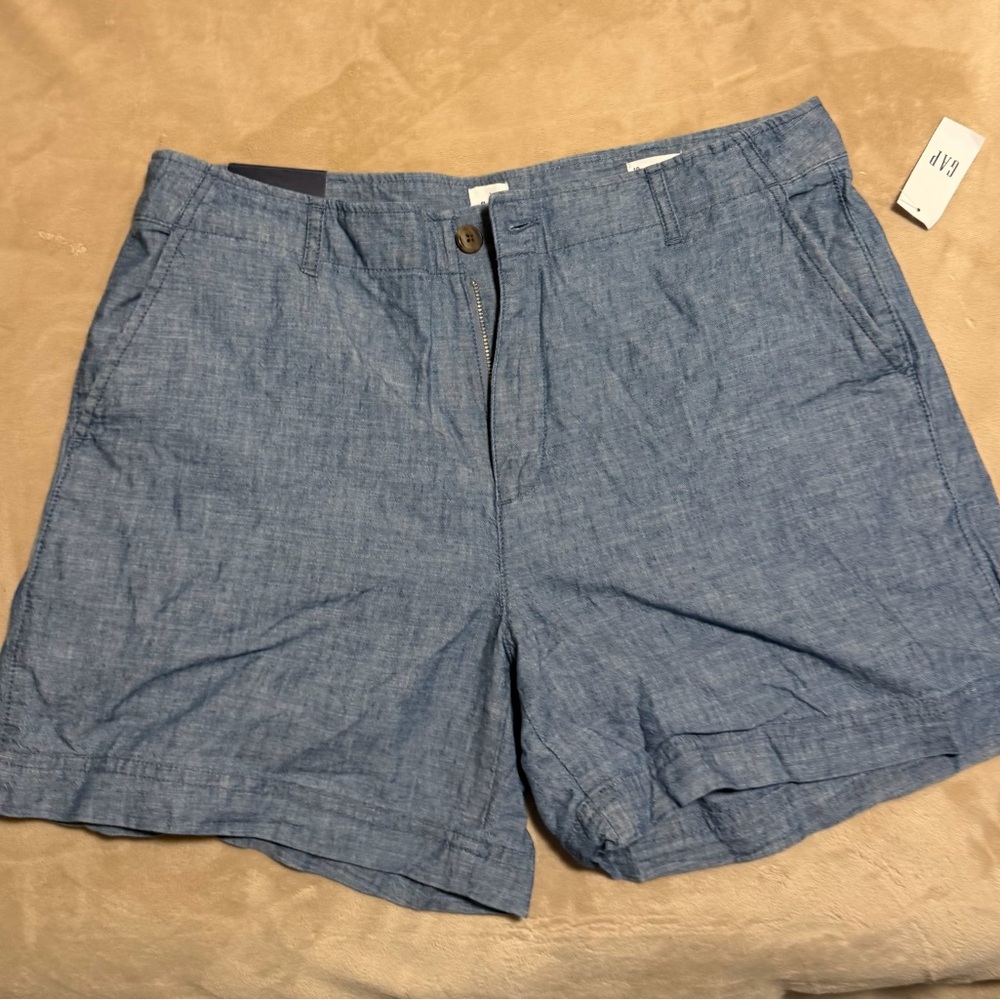 Women's Blue Linen Shorts